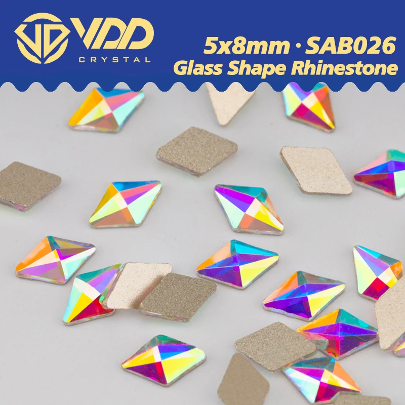 VDD 5x8mm 100/500/1440Pcs Shape Glass Shape Crystal Rhinestones Crystal AB Flat Back Wholesale DIY Nail Art Decoration SAB26