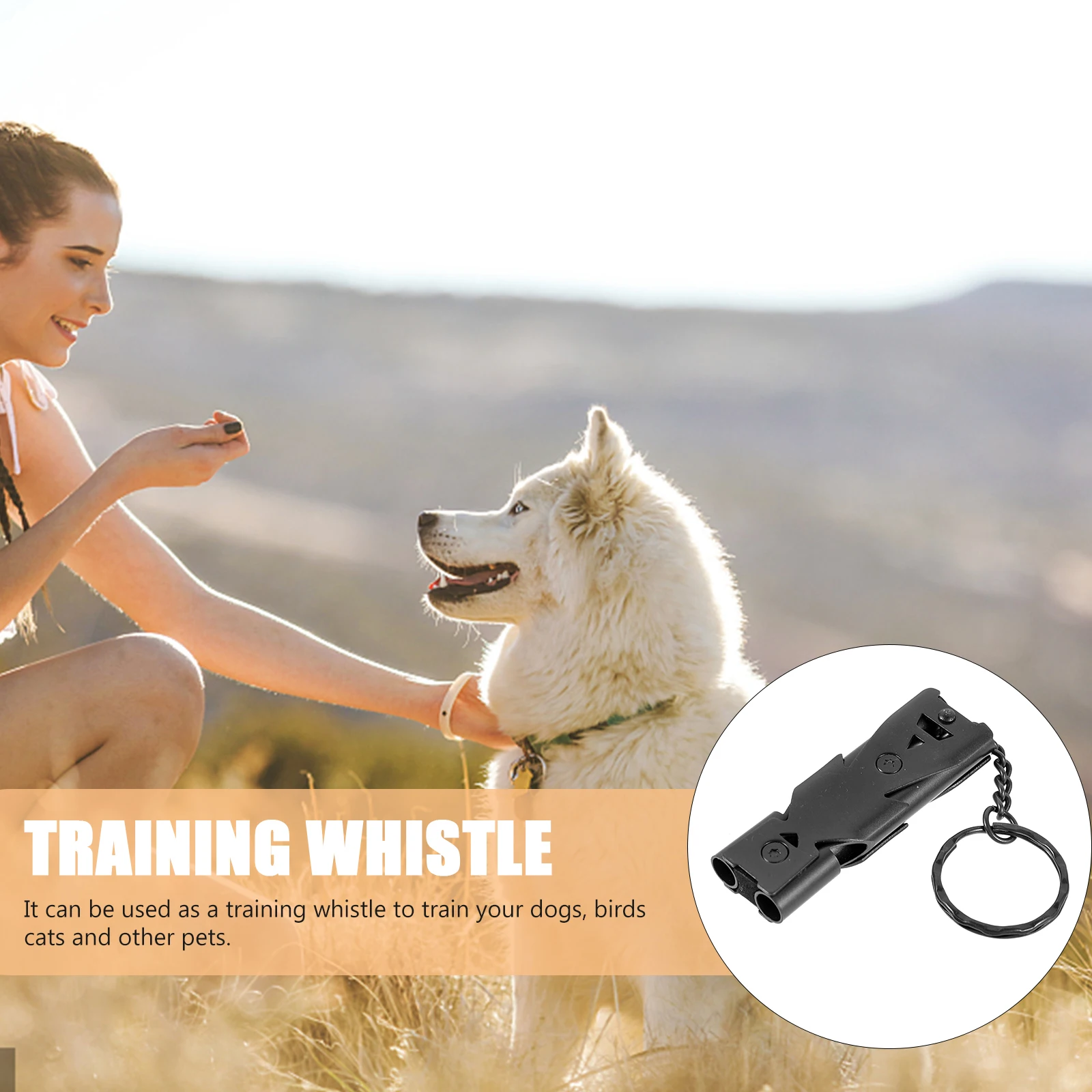 

Multifunctional Stainless Steel Whistle Dark Grey Loud Sound Pet Training Accessory for Dogs Birds Outdoor Camping Portable