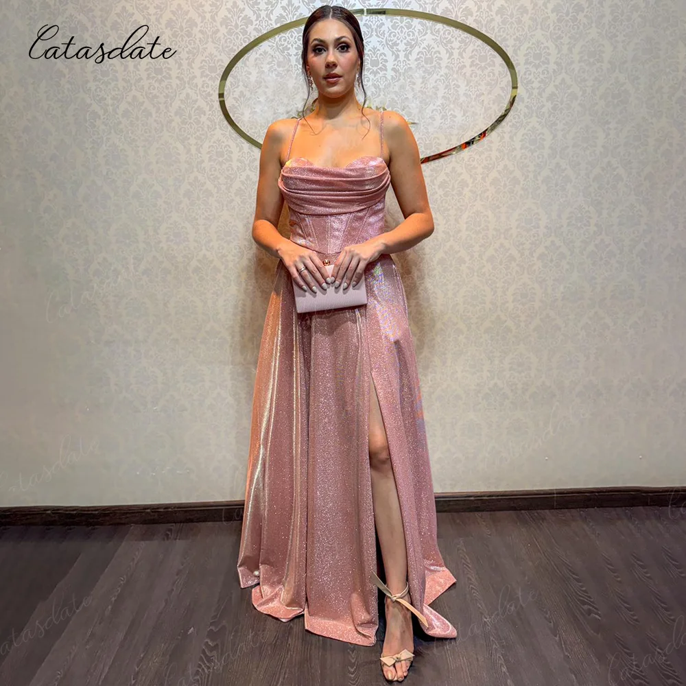 Catasdate Błyszcząca suknia wieczorowa Koronkowa sukienka imprezowa Brokatowa sukienka ślubna dla kobiet A Line vestido de fiesta Dostosowane