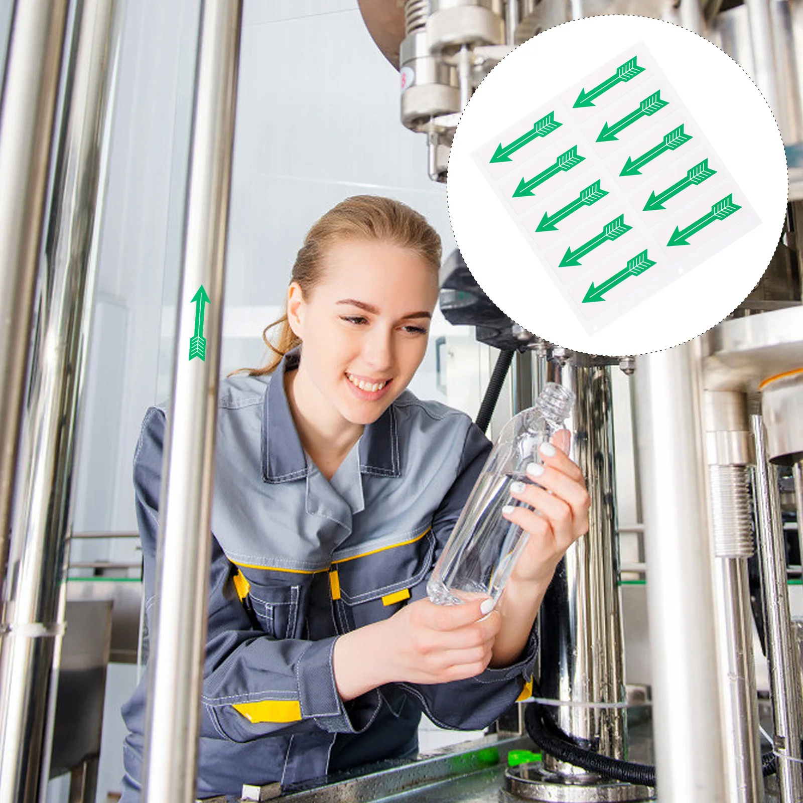 

10Pcs Arrow Decal Pipeline Flow Direction Stickers Lightweight Portable Durable Practical Use Arrow Warning Sticker