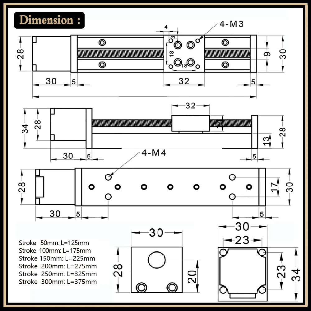 Table Linear Guides Slide Stage 50~300mm Stroke Pitch 1-12mm Bearing Linear Rail Motor Driver Kits CNC Parts for 3D Printer XYZ