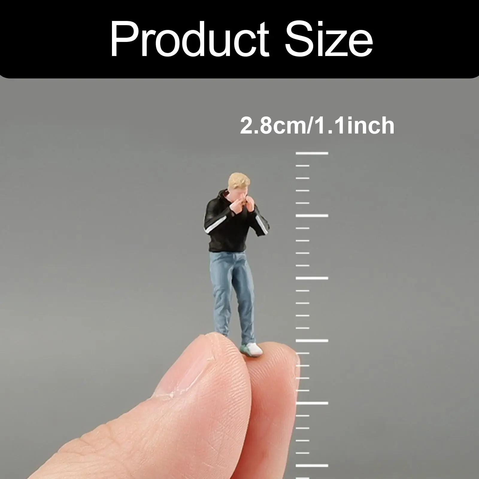 1:64 Scale Diorama Photography Man Figure Layout Desk Decor Tiny Resin Male Miniature Figurine for Gift Doll House Decoration
