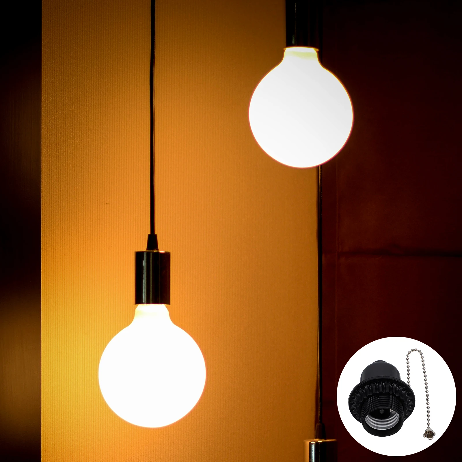 

Black Pull Chain Lamp Socket E26 Light Bulb Holder With Switch Bakelite Metal Durable Lamp Replacement Parts For Table Floor