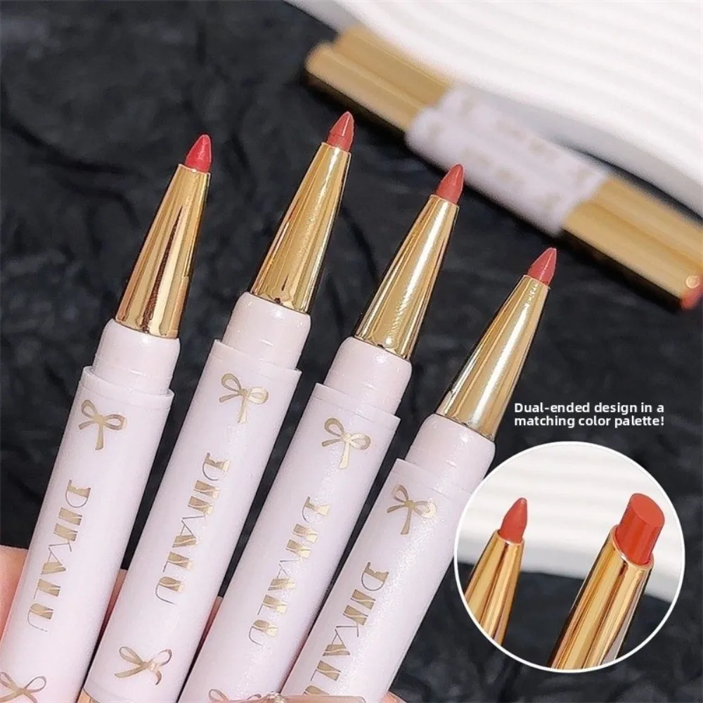Nuevo Delineador de labios de doble punta, hidratante, resistente al agua, lápiz labial mate de larga duración, lápiz labial mate suave no transferible