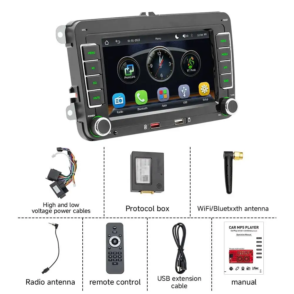 Picture 7: 7 Inch 2 Din Touch Screen Car Radio for Volkswagen Wireless CarPlay Android Auto RDS MP5 Video Multimedia Stereo Player