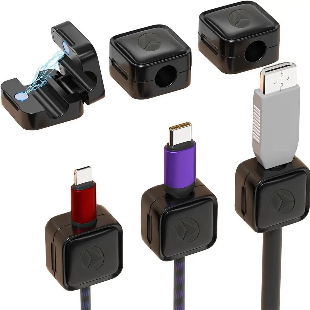 Clips magnéticos para cables de 1/6 piezas, soporte ajustable suave para gestión de cables debajo del escritorio, organizador de cables