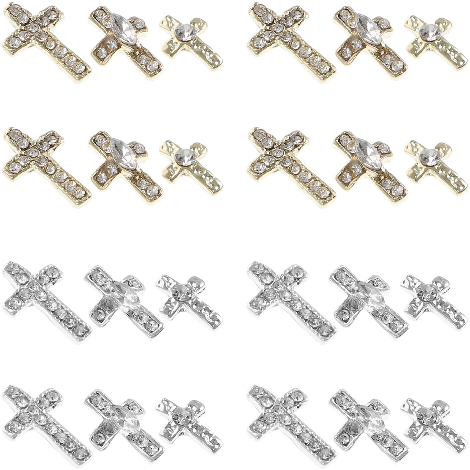 

60 Pcs Alloy Cross Jewelry Nail Decoration Charms Rhinestones Crosses Decorations Manicure Bulk