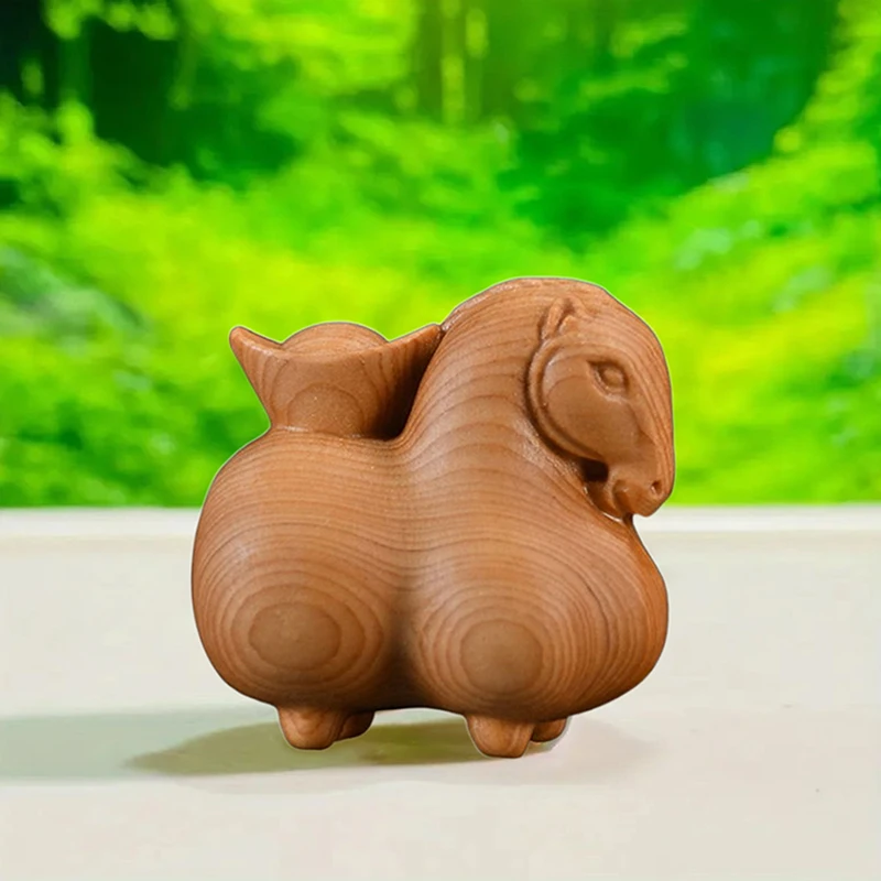 تمثال حصان زودياك صيني للعام الجديد لعام 2026، زخرفة حصان تانغ خشبية مصنوعة يدويًا، تصميم منحوت، المنزل، المكتب، السيارة، ديكور المكتب