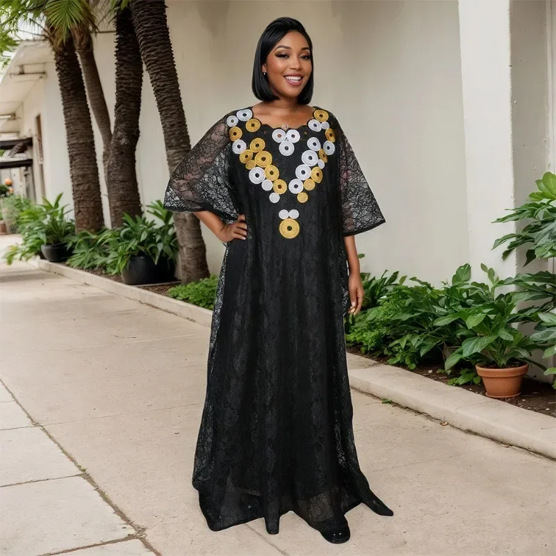 فساتين أفريقية أنيقة للنساء أزياء إسلامية بوبو عبايات رداء Dashiki أنقرة ملابس دانتيل ثوب مسائي قفطان فستان ماكسي