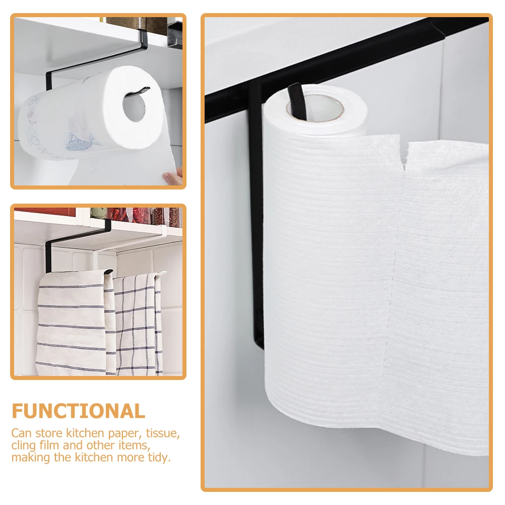 

Iron Art Towel Holder Kitchen Cabinet No Punching Black Household Roll Paper Rack Under Shelf Storage Iron Toilet Paper Mount