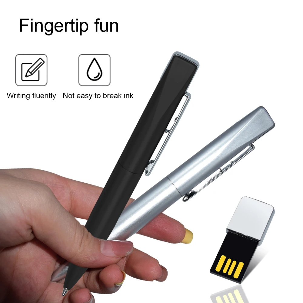 Capacitor ball pen style usb flash drive 64gb 32gb chiavetta usb 16gb metal usb 2.0 pendrive custom logo business gift gadget