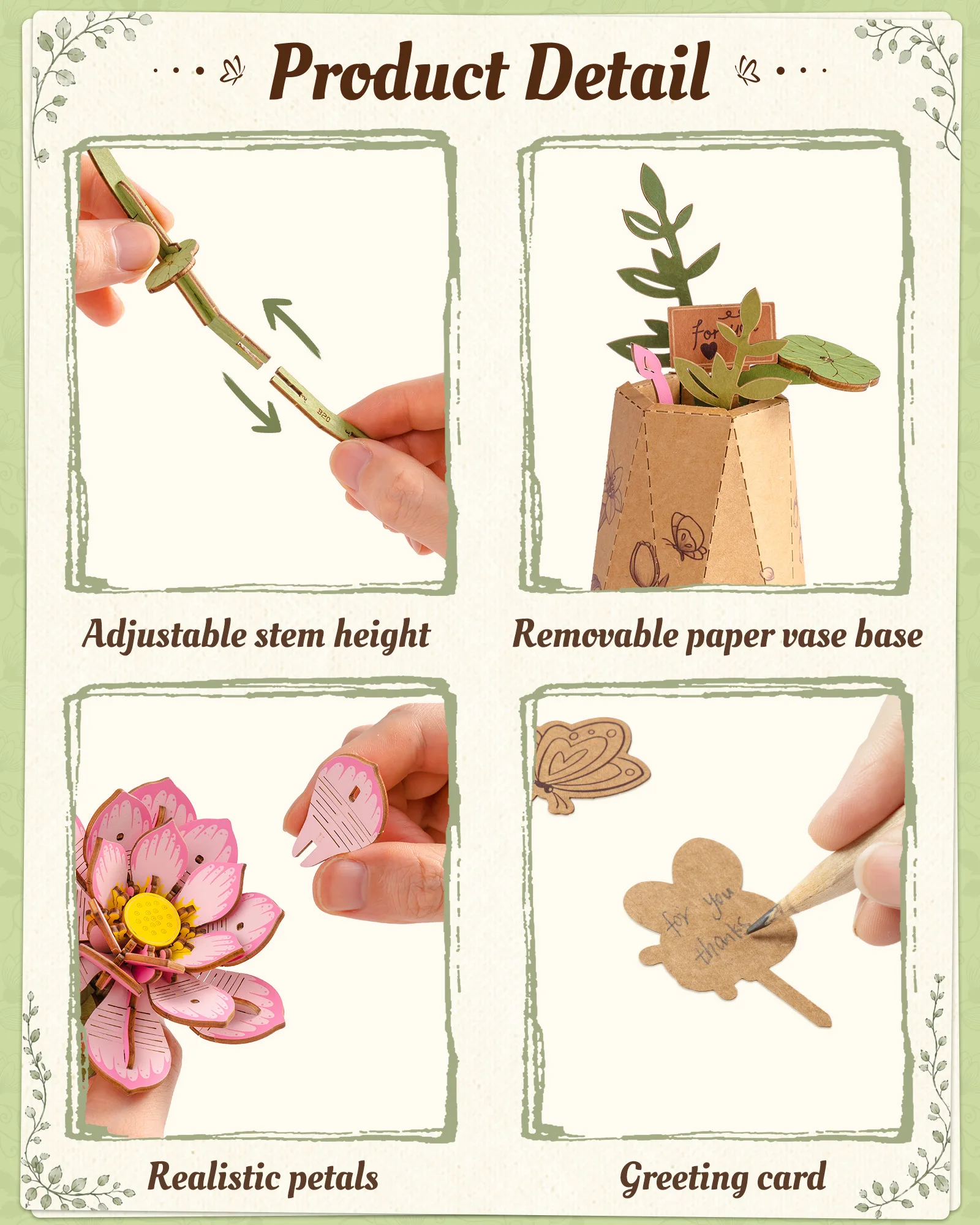 ROKR 3D Holzpuzzle Blume DIY M – 3D Printing Pot Bewertung und Preis