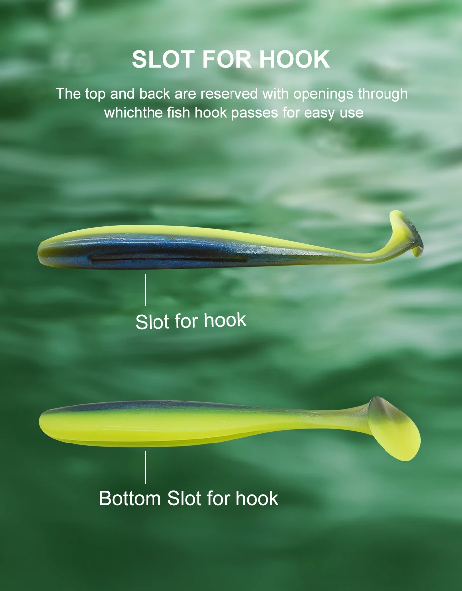 ESFISHING Angelköder ES Easy Shiner 100mm 6 Stück T-Tail Shad Plastikköder Pesca für Hecht Barsch Zander – Detail 3