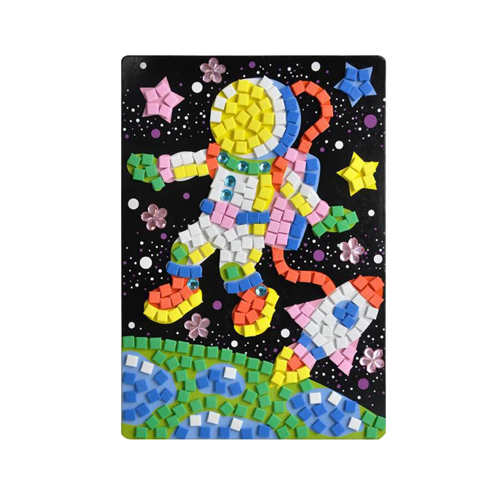 6 stks Mozaïek Sticker Set 3D Kinderen Decals Diy Craft Kit Voor Kinderen Handgemaakte Educatieve Activiteit Klaslokaal Kwekerij Puzzel Supply