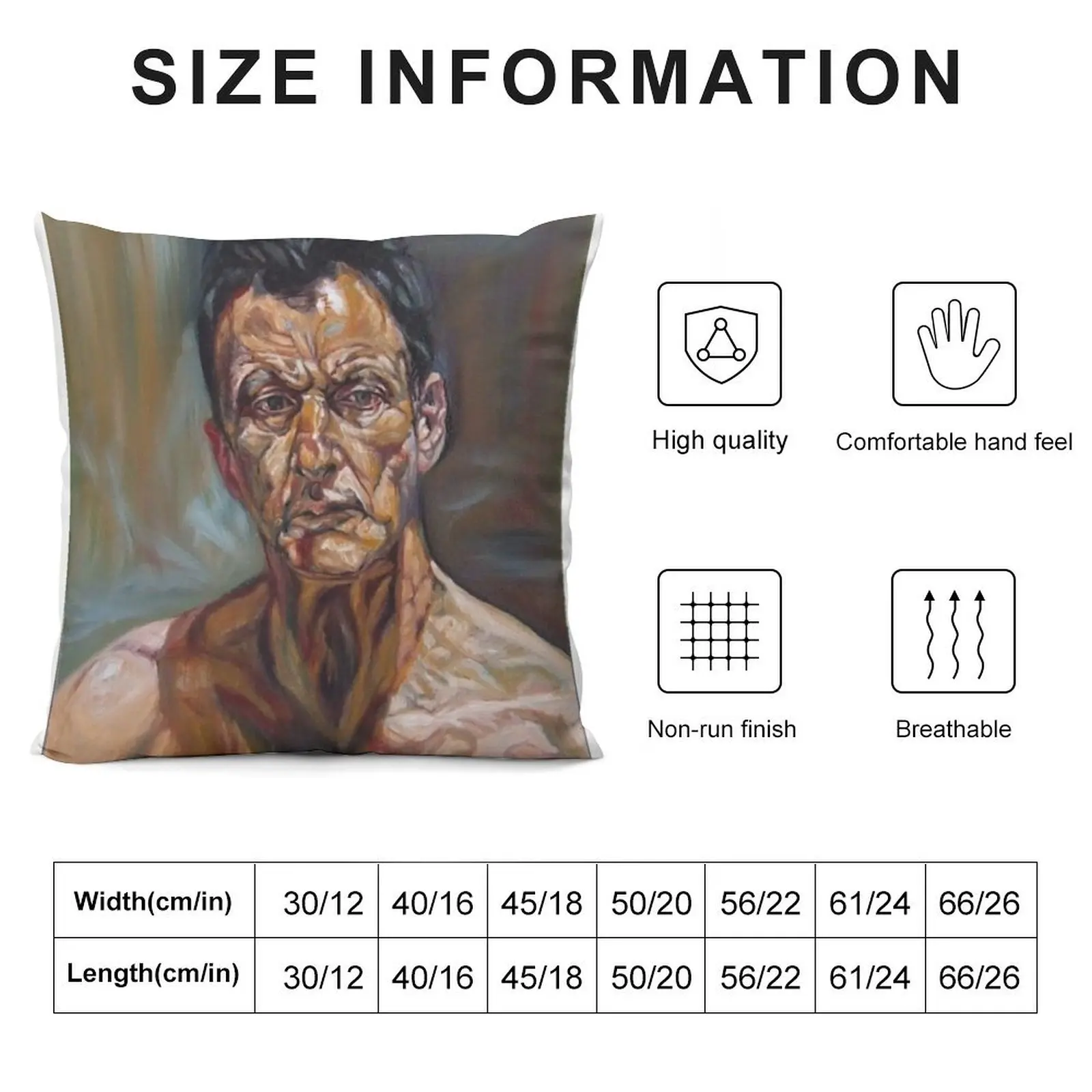 self-portrait after Lucian freud Throw Pillow Throw Pillow Covers home decor items Custom Cushion Photo pillow