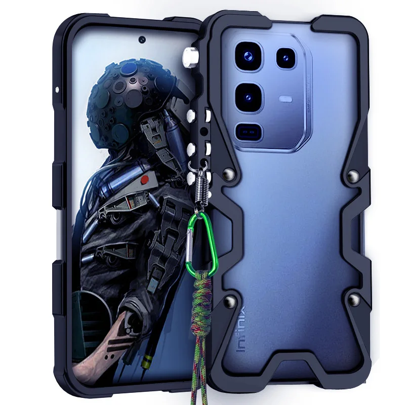 Luxury Armor Metal Aluminum Phone Bumper For Infinix Note 50X 40S 50 40 30 Pro+ Vip Cover Mechanical Purely Handmade Skull Case