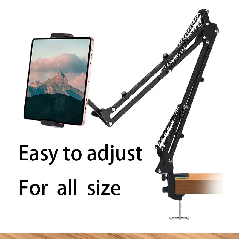 New Upgraded Metal Desktop Tablet Holder Long Arm Tablet Stand Clips Bed Desk Lazy Holder Bracket Support for iPad