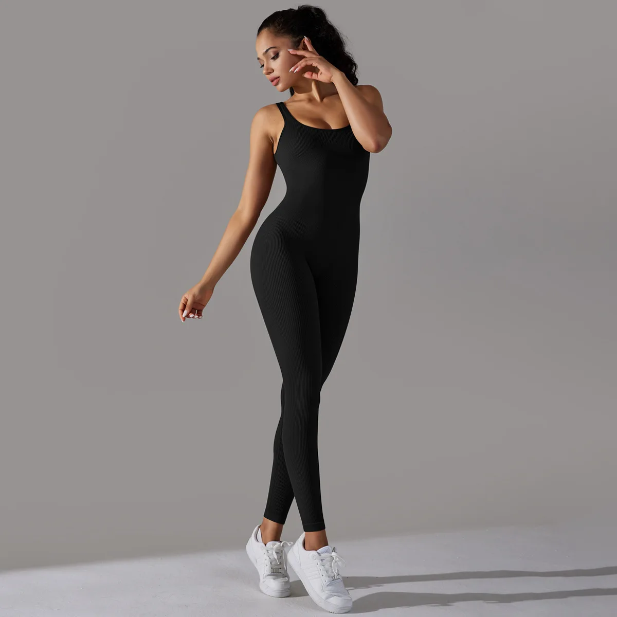 Fitness Sports Jumpsuit Screw Thread Sleeveless Bodysuit Women Seamless Set Full Seasons Casual Fitness Sporty Playsuit image 6