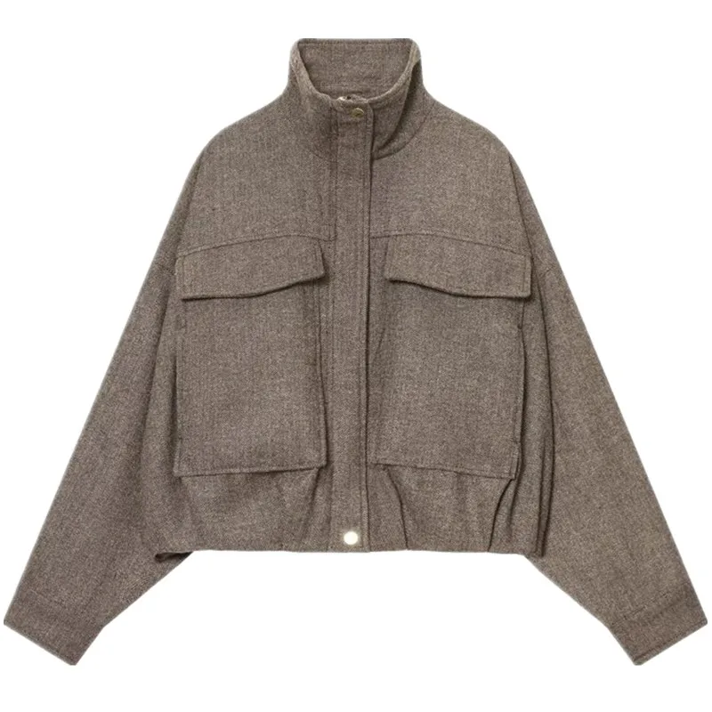 شتاء جديد المرأة الطيار Jaet معطف القماش القطني نمط الوقوف طوق منتفخ ملابس خارجية ort طول سستة إغلاق طويل Sve #5