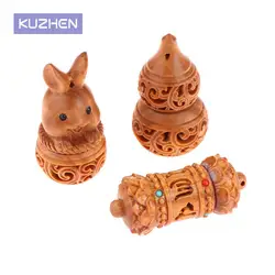 Rabbit Solid Wood Medicine Pill Box Mini Sandalwood Rescue Pill Case Portable Storage Sealed Outdoor First Aid Tool Keychain