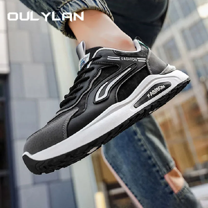 

Oulylan Men Thick Soled Sports Shoes Stylish Color Blocking Board Footwear Outdoor Casual Wear Resistant Antislip Sneakers 39-44