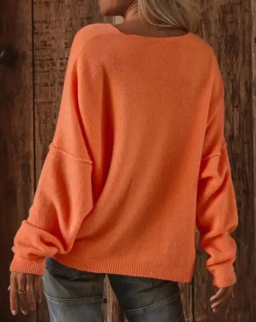 

2025 Women's Autumn and Winter New Deep V-Neck Pullover,soft Fabric, Loose Long Sleeved Knitted Sweater, Comfortable and Stylish