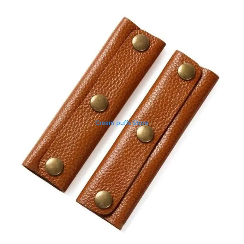 50LE 2 Pieces Leather Handle Wrap for Handbags Bucket Bags Luggage Grips with Buckle Universal Bag Handle Cover Sleeve