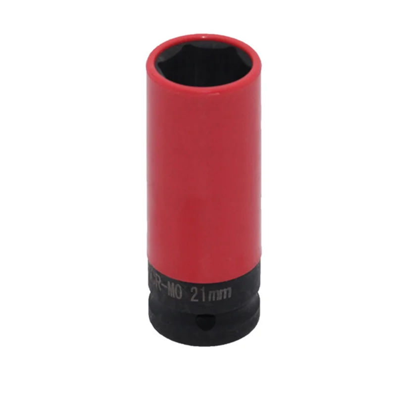 

A15F-Wheel Protector Impact Socket Set 1/2 Inch Drive Lug Nut Socket, Color-Coded Protective Sleeve(15/17/19/21/22Mm)