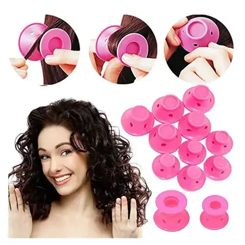 10Pcs 매직 헤어 케어 롤러 부드러운 실리콘 헤어 컬러 열 없음 클립 헤어 컬링 스타일링 레이디 컬러 스타일링을위한 DIY 도구