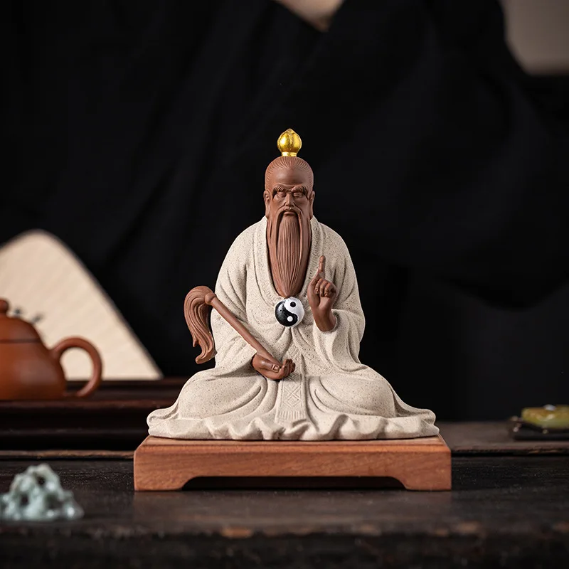 

Керамика Taishanglaojun Yuan shi Tianzun даосская фигурка, статуя фиолетового песка, скульптура ручной работы для дома, комнаты, офиса, статуи фэн-шуй