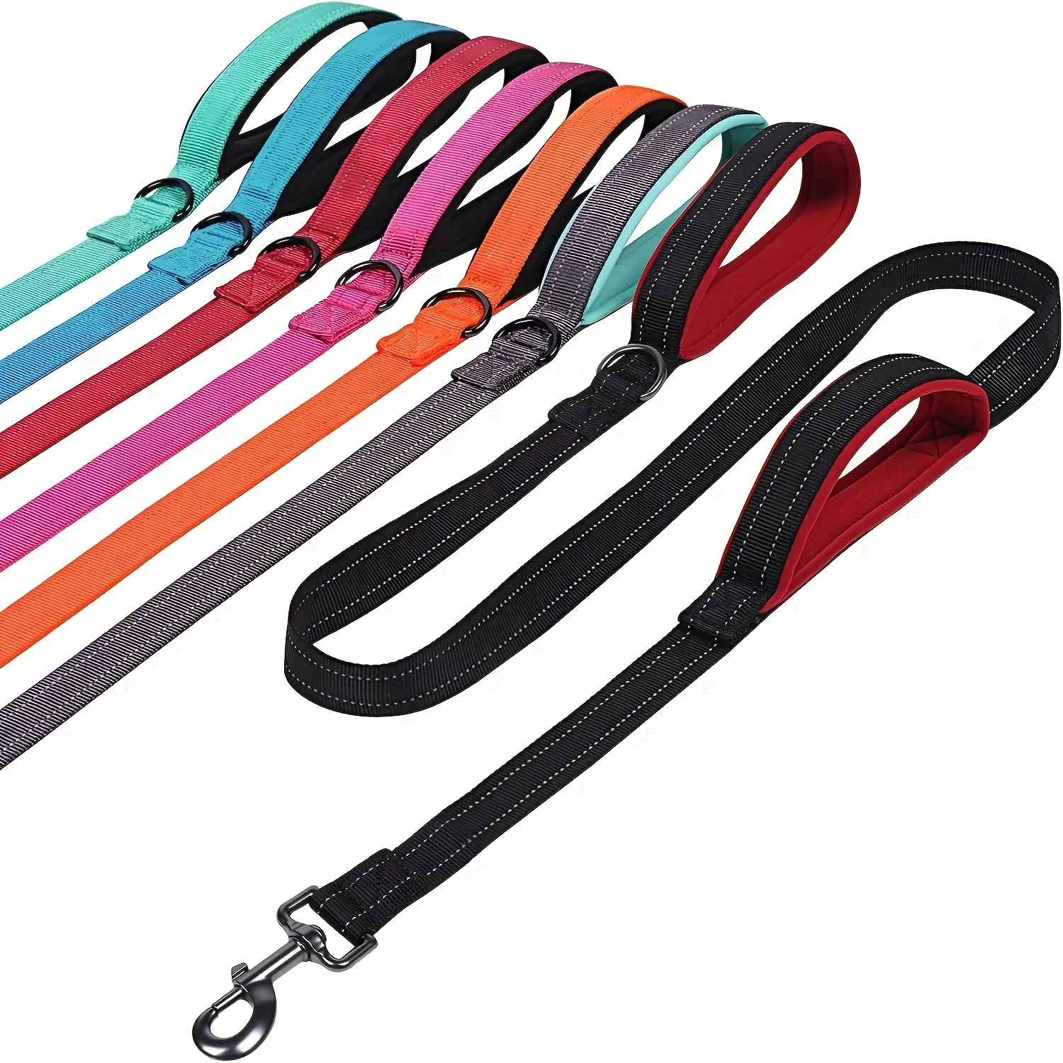 Long Traffic Padded Two Handle Heavy Duty Double Handle Nylon Dog Leash  Training Control Large dog collar Designer dog clothes