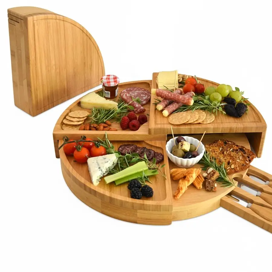 

MultiLevel Cheese Charcuterie Board Patented Unique Design Stores as a Wedge