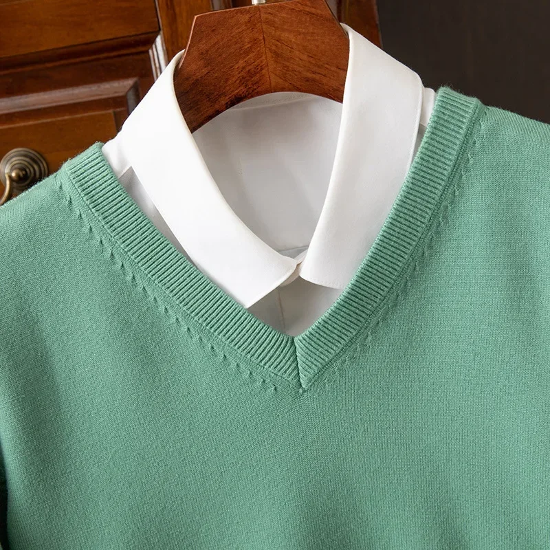 

New Super Cashmere Sweater Men Thick Pullover Autumn Winter Warm Classic V-neck Clothes Male Jumper Jersey Hombre Pull Homme 4XL