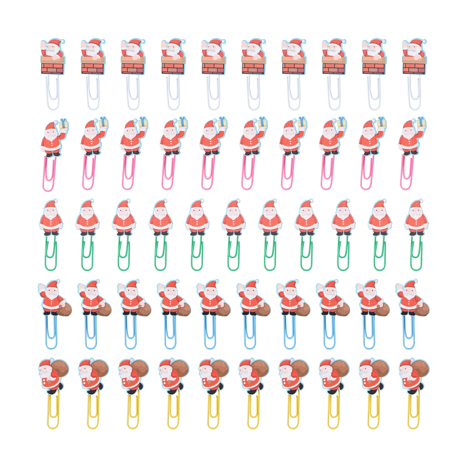 

50pcs Santa Claus Paper Clips Premium Wooden Book Clips Non-Skid Office Supplies Note Page Marker File Clamps Bookmark Holders