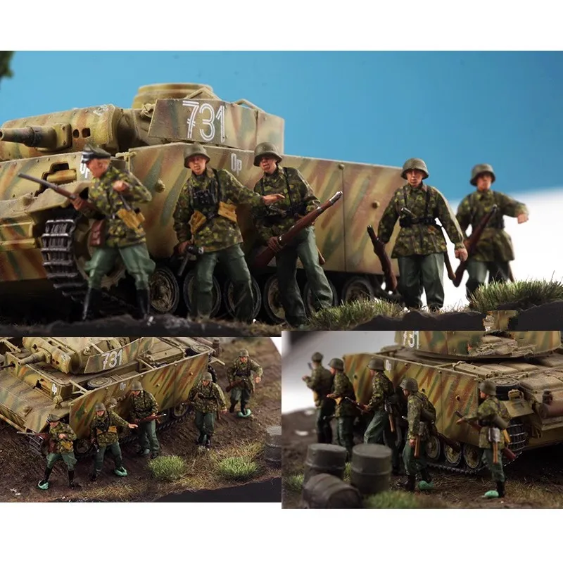 

1:72 Scale Model 5 Pcs German Armored Division Infantry with 5 Soldiers Resin Action Figure Toys Dolls Scene Accessory Display