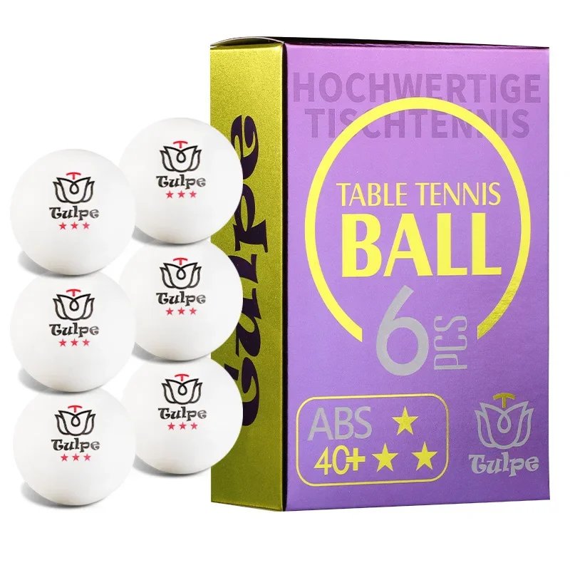 

TULPE/BLütenkirsche мячи для настольного тенниса, 6 шт./кор., 3 звезды, ABS40 + новый материал, мячи для пинг-понга со швом, мячи для настольного тенниса