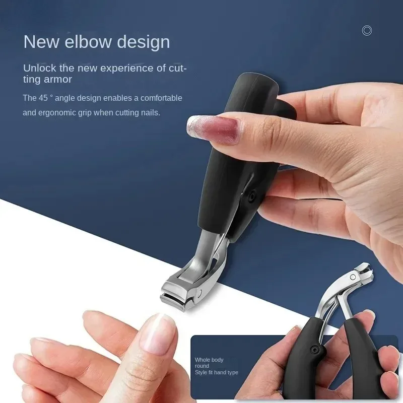 مقص أظافر منحني بفتحة كبيرة لمدة ثلاث مرات، مقصات أظافر مضادة للرذاذ لكبار السن، أظافر سميكة شديدة التحمل #3