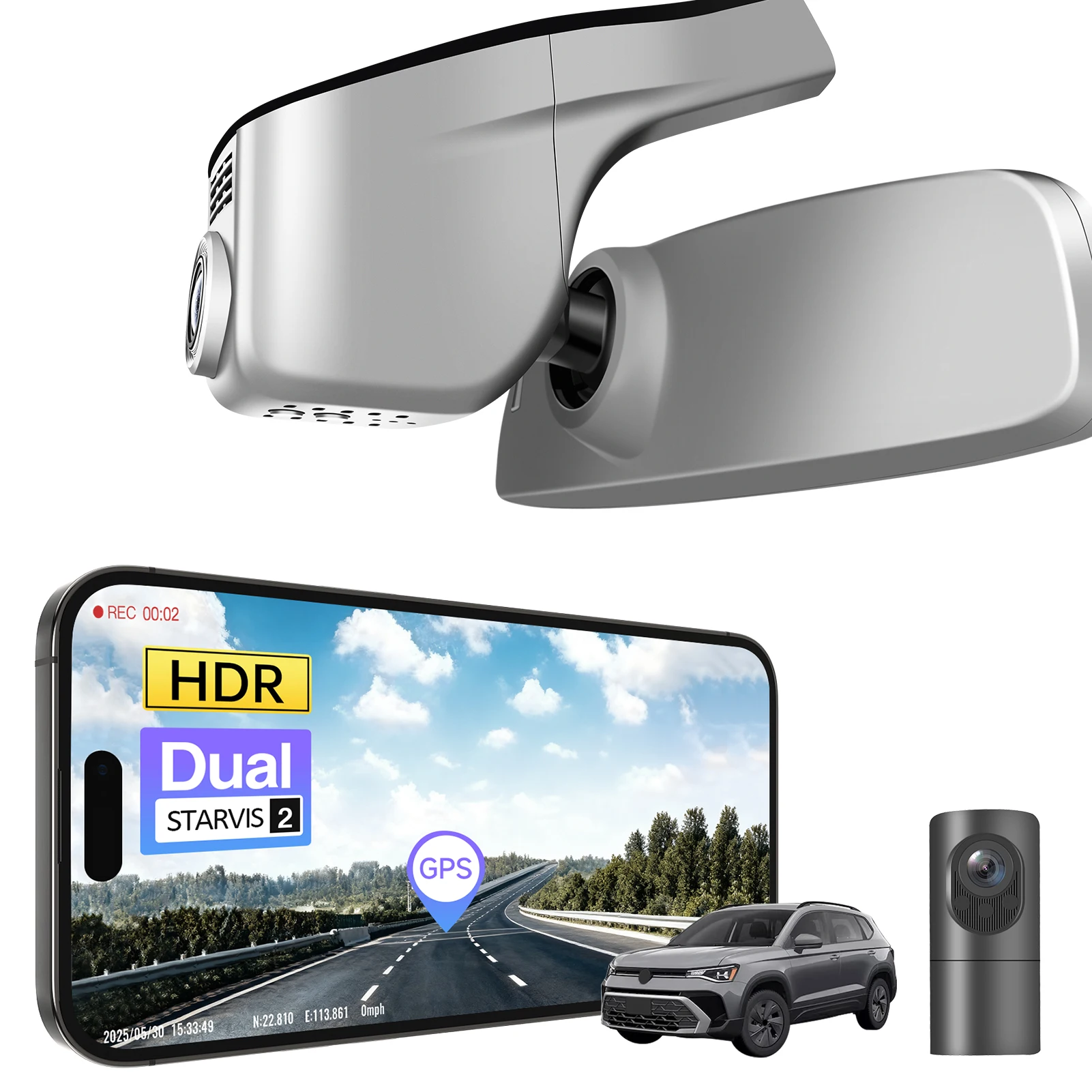 4K HDR STARVIS 2 Sensor Dash Cam For VW Taos S SE SEL Dash Car Camera 2022-2025 GPS WiFi & APP 5GHz Plug and Play DashCam