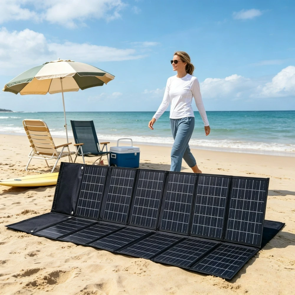 Складное портативное солнечное зарядное устройство 50W 90W с резиновым ремешком, водонепроницаемой панелью ETFE и двойны