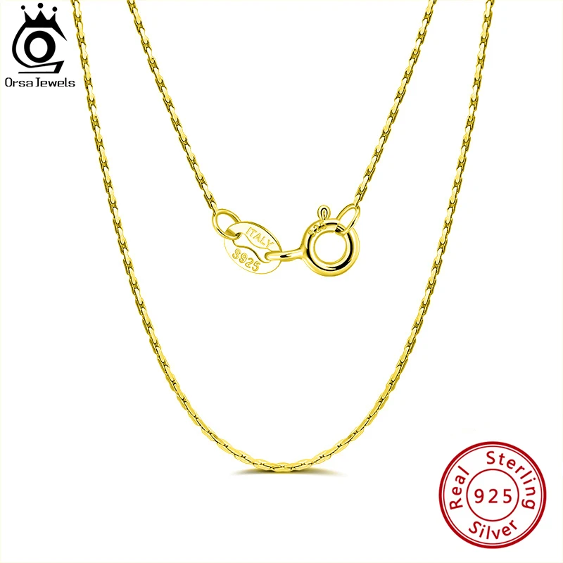 ORSA JEWELS 14K pozłacane srebro próby 925 0,6 mm bambusowy cienki łańcuszek dla kobiet srebrny naszyjnik do biżuterii SC21