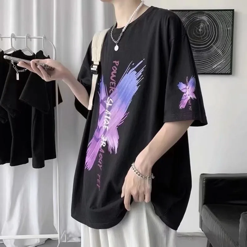 Men's Oversized T-shirts Loose Summer Y2k Tops Clothes Pure Cotton Streetwear Harajuku Short Sleeve Tee T Shirt Surprise Price