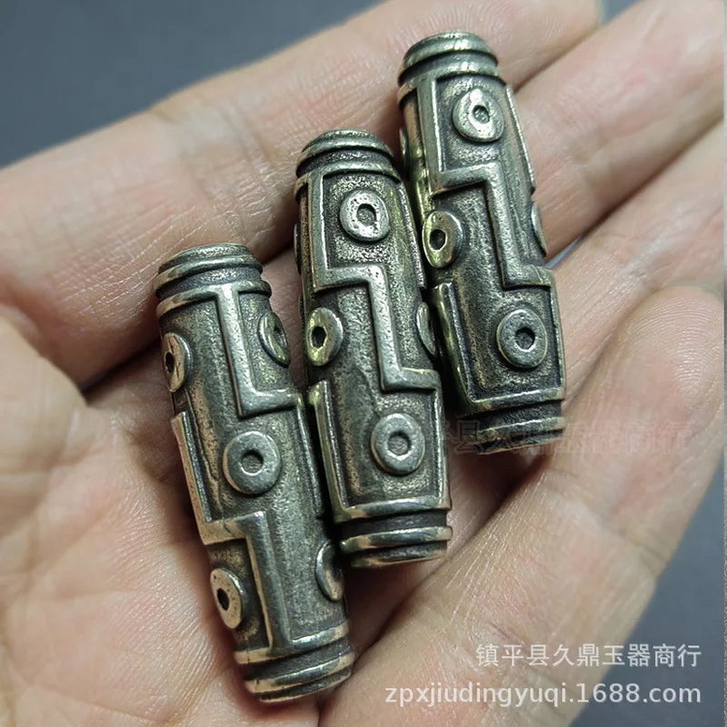 And White Copper Nine-Eye Dzi Bead Pendant Necklace Bracelet , Traditional Three-Way Cultural Art Accessories