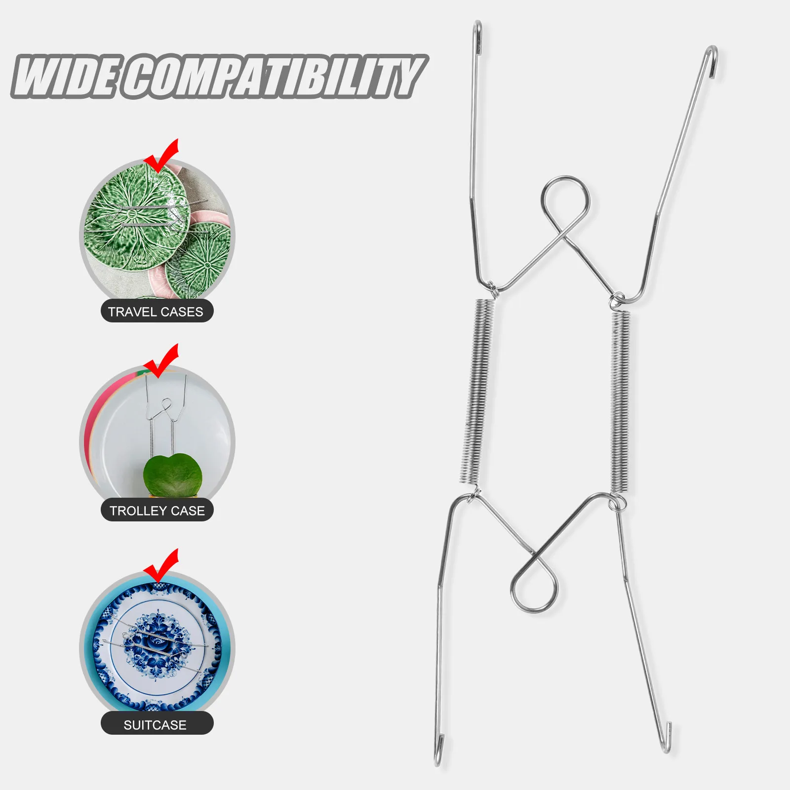 4Pcs Invisible Spring Wire Plate Hangers Heavy Duty Stainless Plate Holders Wall Mount Hooks for Decorative Plates 19-23Cm