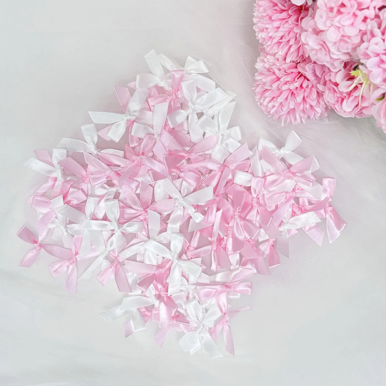 60 Stück kleine Schleifenbänder für DIY-Blumenhandwerk, Partydekoration, Geschenkboxen, Verpackungszubehör, Ballons, DIY-Dekoration – Detail 6