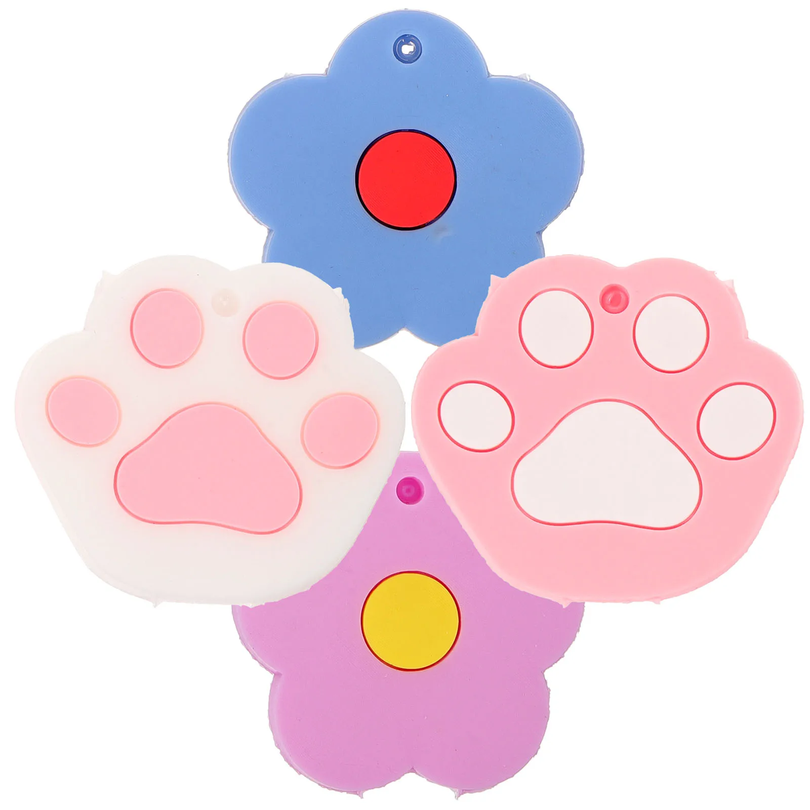 Porte-clés griffe de chat en Silicone, 4 pièces, couverture d'animaux de dessin animé mignon, étui en caoutchouc souple, rose violet bleu blanc fleurs pour étudiant