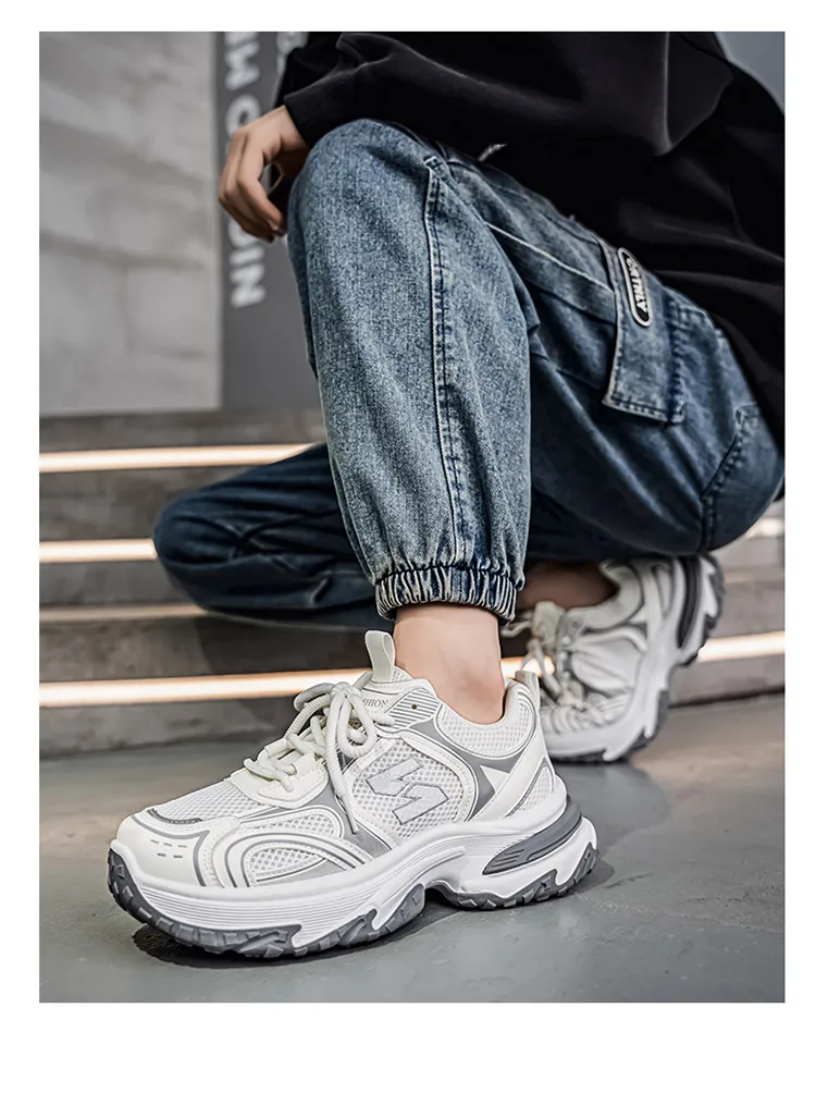 Men's Chunky Dad Sneakers Breathable Mesh Running Shoes 3 Colors – Detail 11
