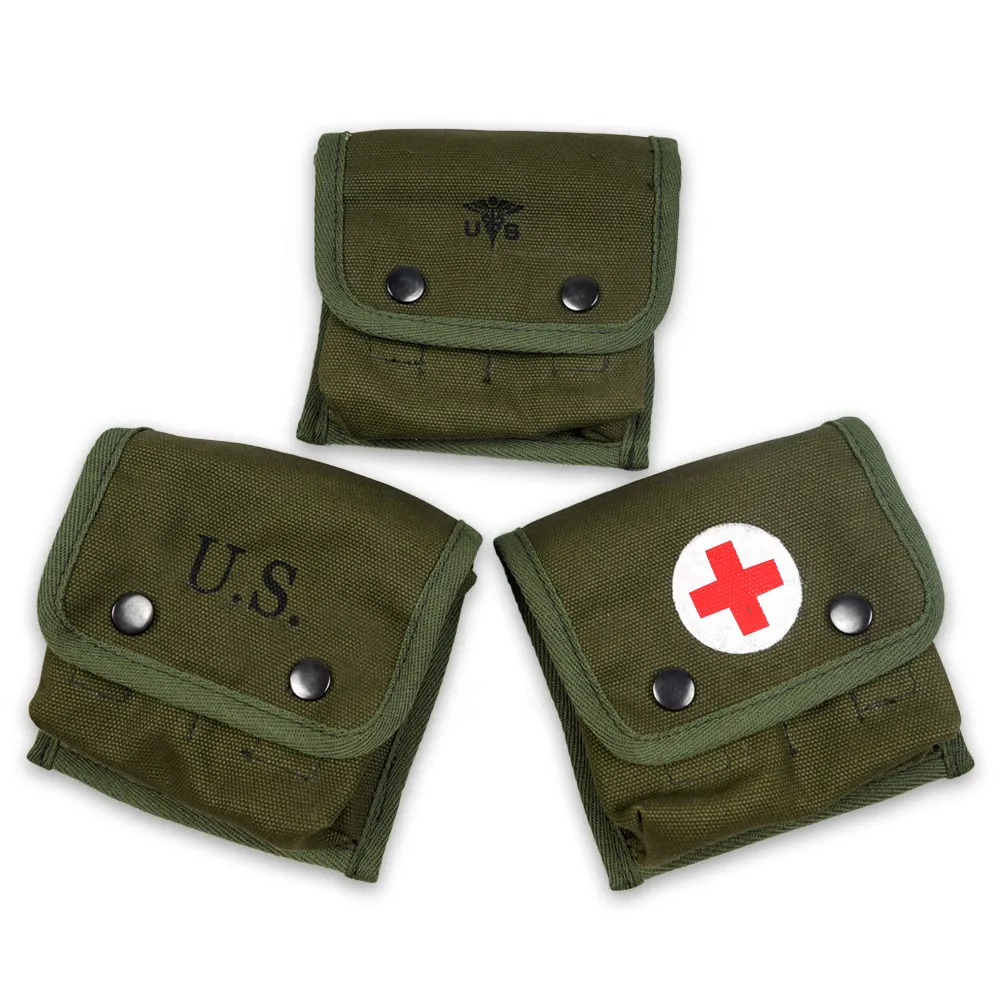 WWII US Army M2 Jungle First Aid Pouch Reproduction Military Medic Bag with US/Red Cross/Medical Insignia Vintage Tactical Pouch