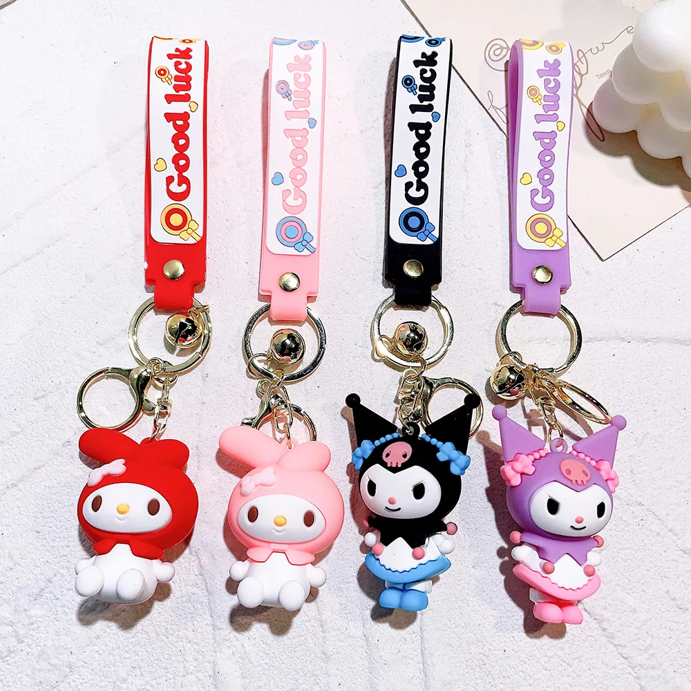 Cartoon Kuromi Keychain Doll Ornaments Kawaii Kt Pvc Soft Rubber Child Bag Car Key Ring Chain Pendant Accessories Gift