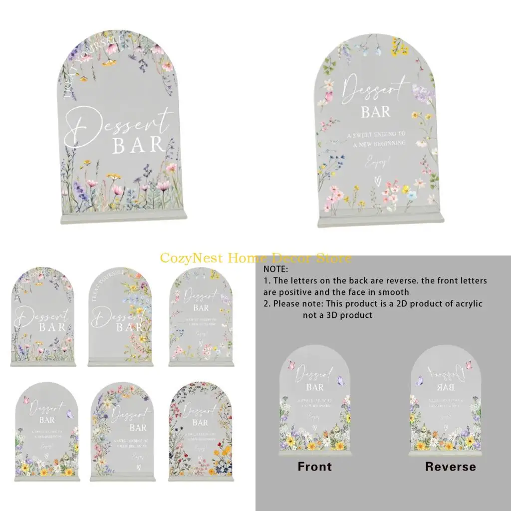 92MF Acrylic Wedding Signs Dessert Signs for Wedding Arch Acrylic Table Top Sign for Wedding Event Party Table