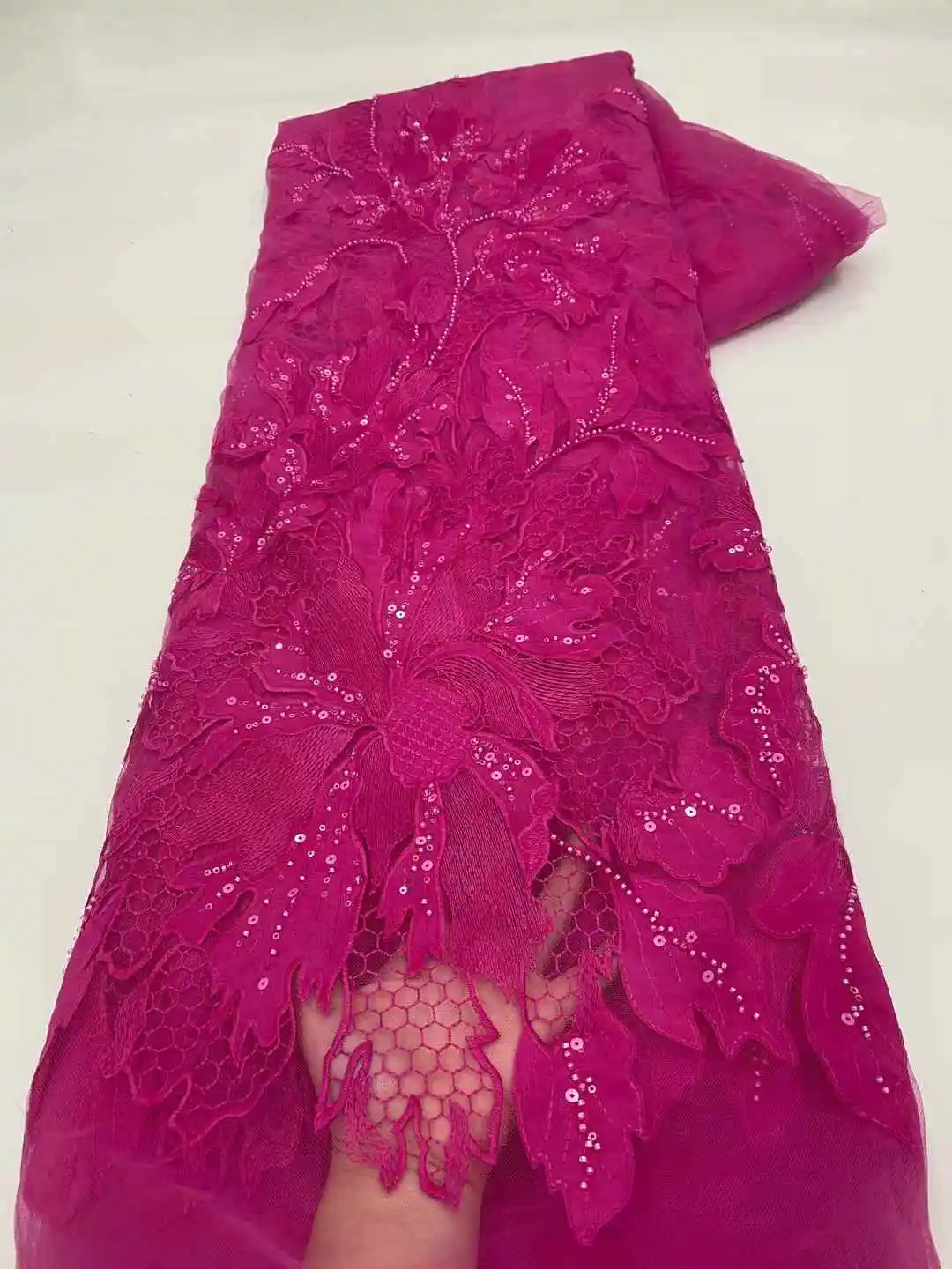 فاخر الأفريقي الترتر مطرز أقمشة الدانتيل 2025 شمسيّة دانتيل عالية الجودة 5 ياردة نسيج الدانتيل الفرنسي النيجيري أقمشة الدانتيل الطرف